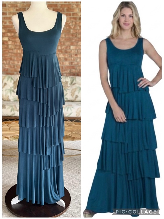 Soft Surroundings Dresses & Skirts - Soft Surroundings Dominique Maxi Dress Blue Layered Tiered Knit Sleeveless XS